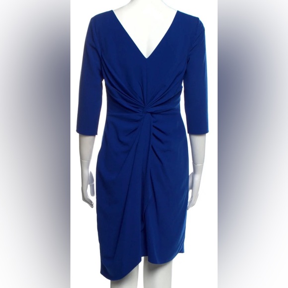 Halston Heritage 3/4 Sleeve Bateaux Neck Asymmetric Sheath Dress w Twist Back - Picture 5 of 8